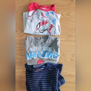 3 boys  long-sleeved shirts 2 spiderman 7-8 and stripped white& blue cat&jack xs